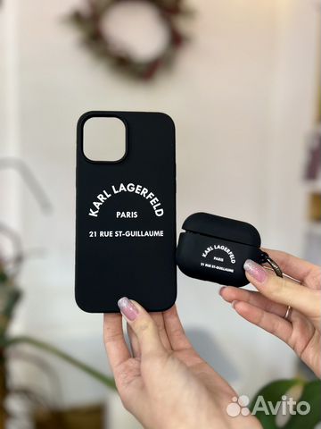 Набор Lagerfeld чехол iPhone + airpods