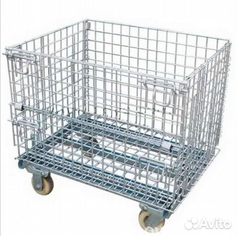 Сетчатый проволочный ящичный контейнер с колесами