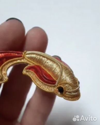 Золотая рыбка, тигренок брошь