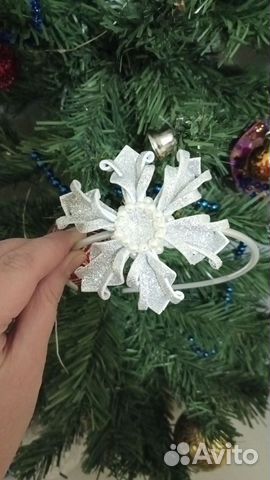 Украшение для волос Снежинка на ободке или заколке