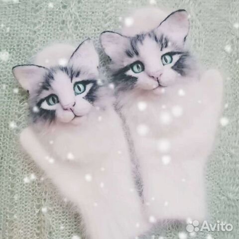 Варежки с котиками, звероварежки