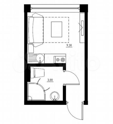 Апартаменты-студия, 12,5 м², 3/5 эт.