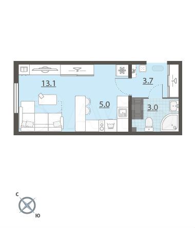 Квартира-студия, 24,8 м², 9/25 эт.