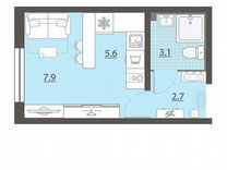 Квартира-студия, 19,3 м², 5/8 эт.