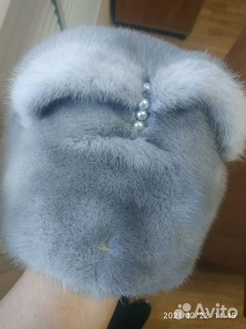 Шапка зимняя норка голубая