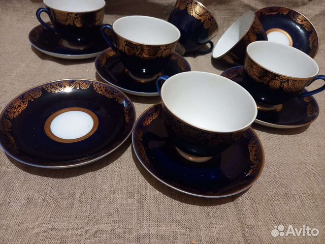 Чайный сервиз кобальт фарфор лфз СССР