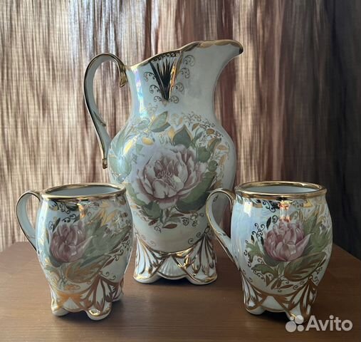 Кувшин для молока с кружками Кисловодский фарфор