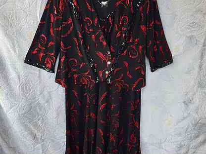 Платье с накидкой 56 размер бордово'черное, шифон