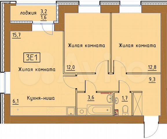 3-к. квартира, 62,8 м², 8/9 эт.