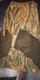 Юбка золотистая лёгкая длинная