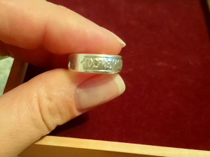 Серебряное кольцо, спаси и сохрани 15.5 р