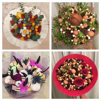 Съедобные букеты из фруктов, сухофруктов, сладосте