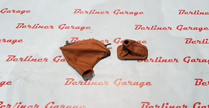 Чехол ручника и ручки АКПП рыжая кожа BMW E39