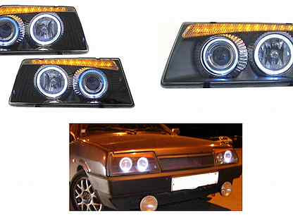 Диодные фары на ваз 2109. Ваз 2109 4 фары. Ваз 21099 фары тюнинг. Амг фары на ваз 2109. Фары с линзами ваз 21099.