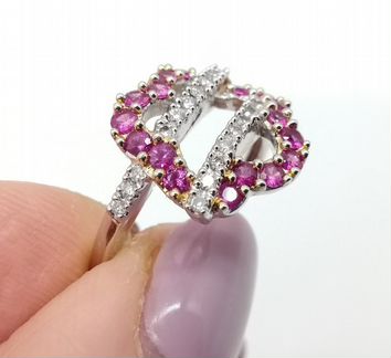 Кольцо Цветок Белое золото 585пр Рубины Бриллианты