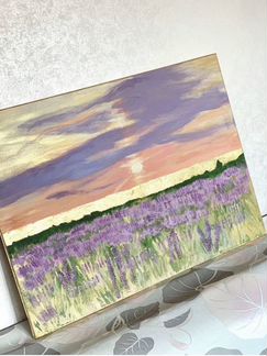 Интерьерная картина акрилом и золотой поталью