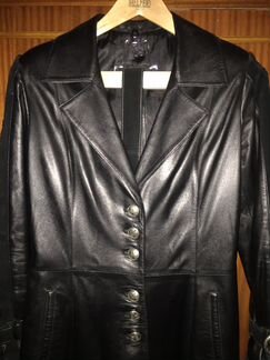 Кожаное женское пальто