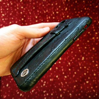 Чехол на iPhone X и айфон XS из кожи страуса с рем