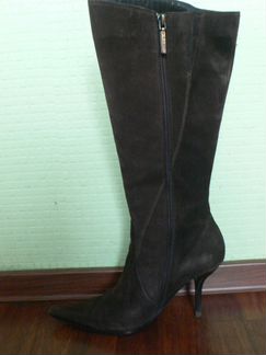 Сапоги из замши, коричневые