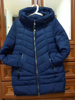 Женский зимний пуховик (пальто), синий