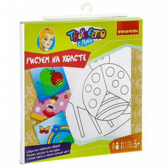 Роспись по холсту Bondibon Божья коровка, 25*25 см, на рамке, акриловые краски, кисть, палитра (вв1992Б)