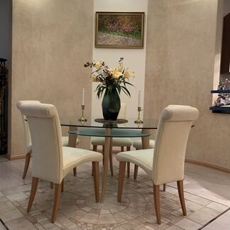 Стеклянный обеденный стол и 5 стульев (cattelan it