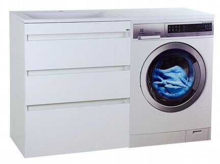 Раковина 130 см с тумбой под стиральной машинкой