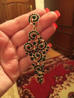 Серьги Индийские зелёные