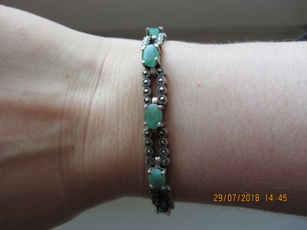 Серебряный комплект с изумрудами Milana Silver