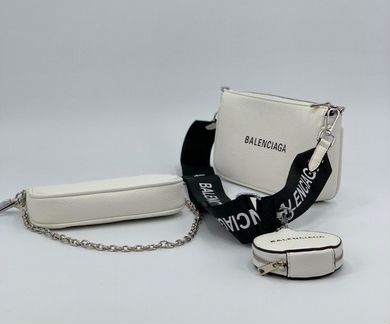 Новая женская сумка из кожи 3 в 1 белая Balenciaga