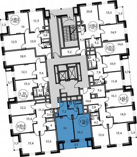 1-к квартира, 48.2 м², 7/17 эт.