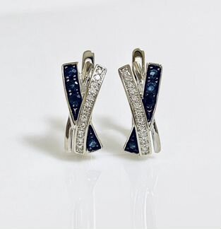 Серьги из белого золота с сапфирами и бриллиантами