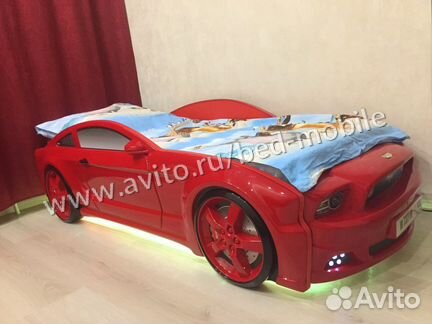 Кровать машина Мустанг 3D красный