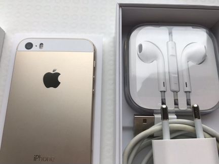 iPhone 5s 32gb gold оригинал+наушники+кабель+чехол