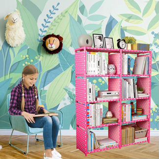 Стеллаж в детскую комнату для игрушек и книг