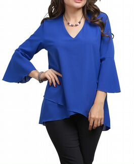 Блуза свободного кроя василек 52 размер