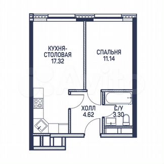 1-к квартира, 36.4 м², 8/22 эт.
