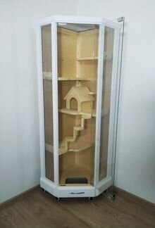 Угловая клетка, вольер, витрина для белки, ласки