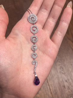 Серьги и подвеска с фианитом