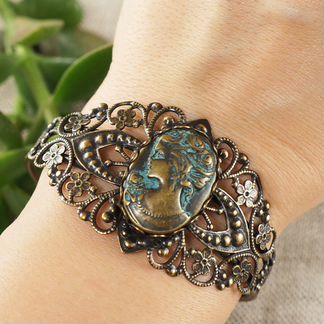 Браслет-камея Винтаж, бронза с патиной (18х25мм)