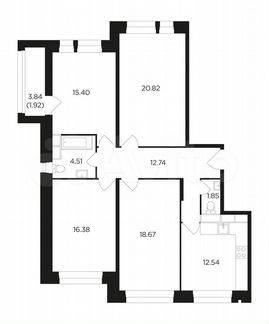 4-к квартира, 104.5 м², 8/22 эт.