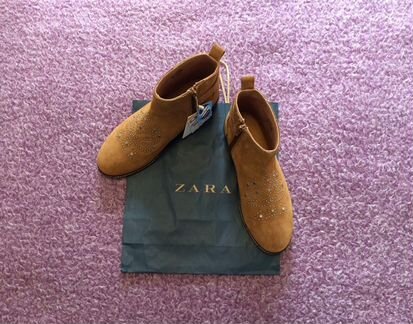 37 размер Zara натуральная кожа, ботинки молнии
