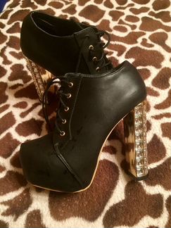 Ботильоны с кристаллами кожаные