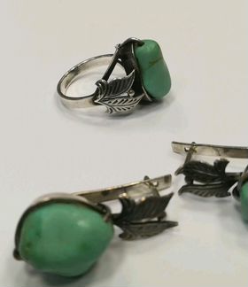 Советский комплект серебро 875 с бирюзой