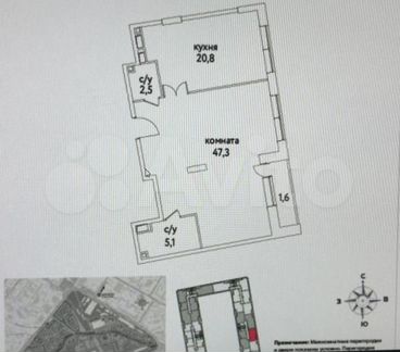 2-к квартира, 77.3 м², 7/13 эт.