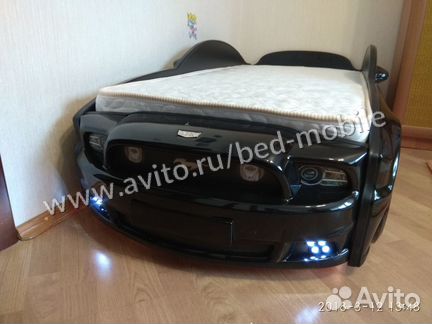 Кровать машина Мустанг 3D черный