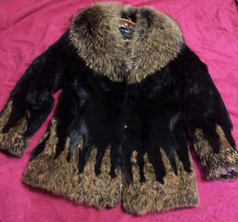 Шуба из натурального меха козлик+ енот