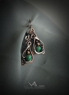 Серьги медные авторские ручной работы