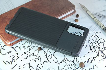 Чехол-накладка для Samsung A715F A71 becation beetles carbon TPU antishock черный
