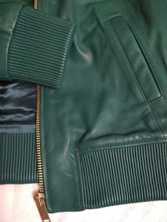 Кожаная куртка Massimo dutti зелёная, бирюзовая